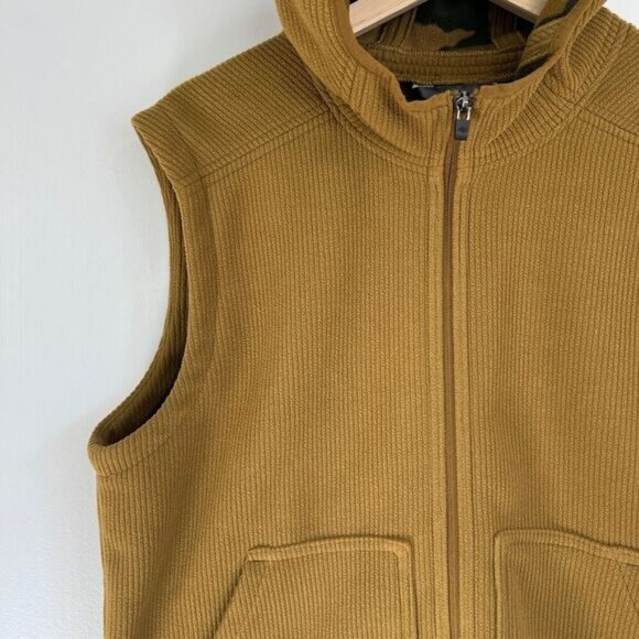 Eddie Bauer Men’s Medium Brown Tan Camo Fleece Ribbed Lined Hooded Vest Jacket - Picture 5 of 13